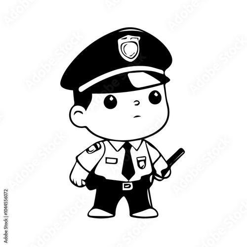 vector illustration of a cute security officer 