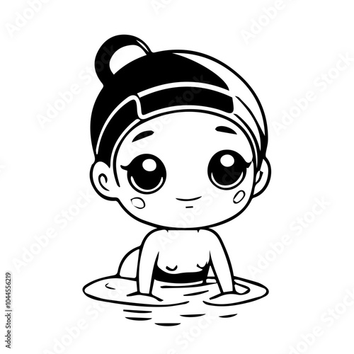 vector illustration of a cute swimmer 