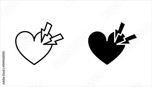 Heart attack linear icon set. Myocardial infarction. Cardiovascular disease. vector illustration on white background