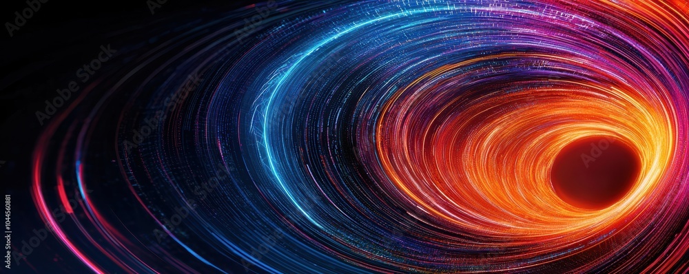 Abstract representation of a black hole with colorful swirls. Abstract representation of a black hole with colorful swirls.