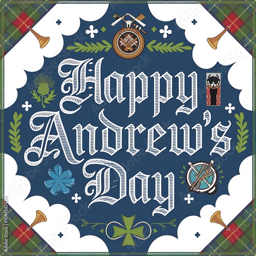 Happy Andrew's Day Greeting Card with Scottish Motifs photo