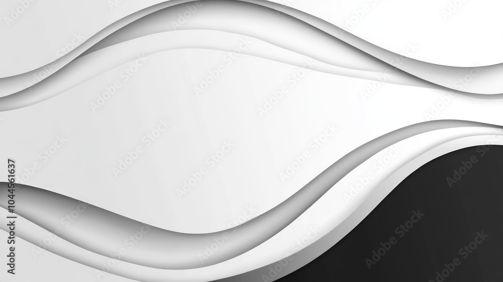 Obraz premium Abstract design featuring flowing waves in black, white, and gray tones for modern aesthetics.
