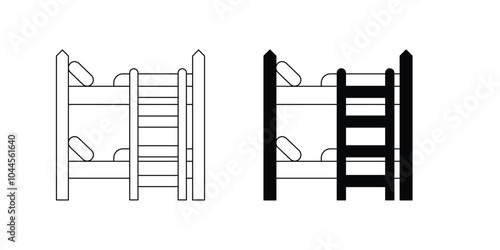 Bunk Bed set icon with white background vector stock illustration