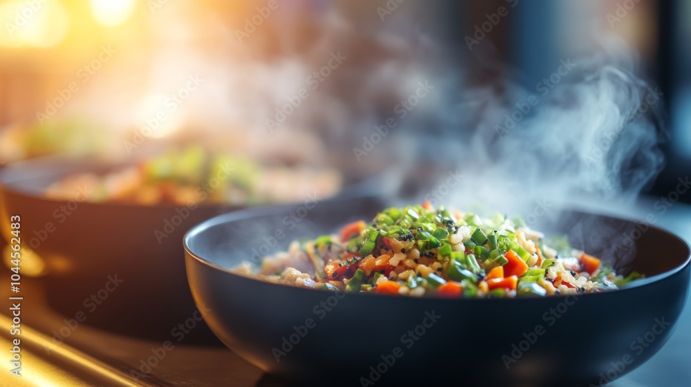Modern Fusion Cuisine with Warm Light and Selective Focus Modern Fusion Cuisine with Warm Light and Selective Focus