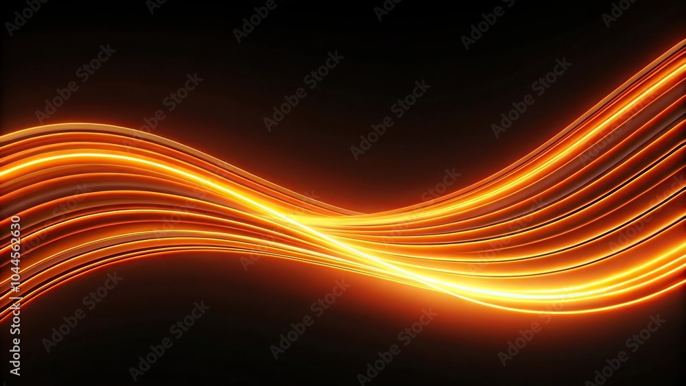 Obraz premium Modern orange light stripe and glowing neon tails silhouette on black background screensaver