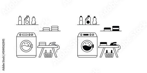 Laundry Room set icon with white background vector stock illustration