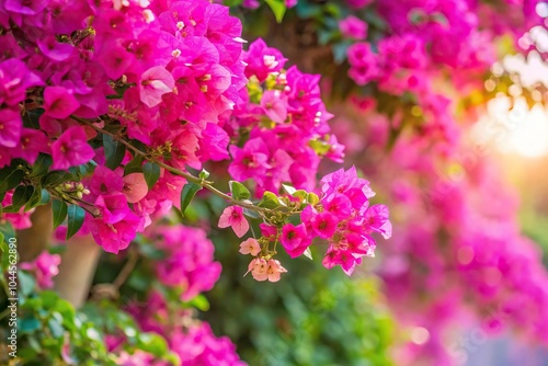 Silhouette Bougainvillea spectabilis Summer background with blooming flowers photo