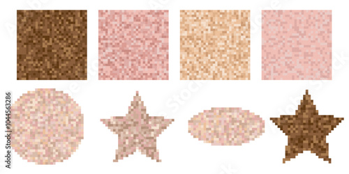 Nude skin tone censorship bars in diverse shapes such as circles, stars, and ovals. Suitable for sensitive content coverage in creative projects, web design, and digital media.