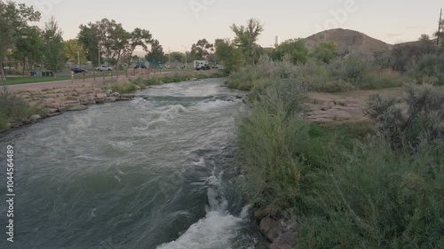 Monstrose Cerise Riverbottom Park with Uncompahgre River in Colorado USA photo