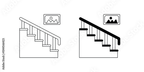 Stairs set icon with white background vector stock illustration