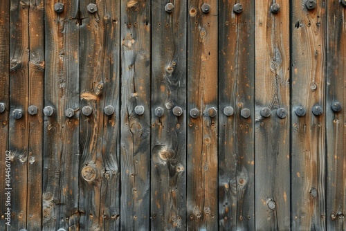 wood wall with rusty steel metal and nail texture background brown plank wooden wall background