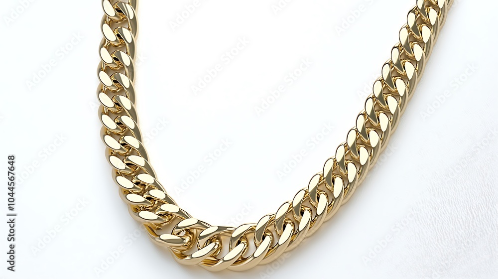 Obraz premium Gold Curb Chain Necklace Isolated on White Background