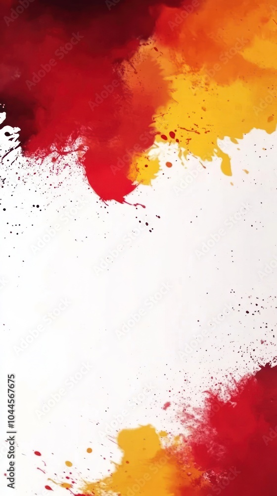 Abstract splash of red, yellow, and orange paint on a white background, evoking creativity. Abstract splash of red, yellow, and orange paint on a white background, evoking creativity.