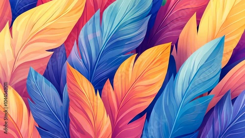 Wallpaper Mural Vibrant feather pattern showcasing a blend of colorful hues Torontodigital.ca