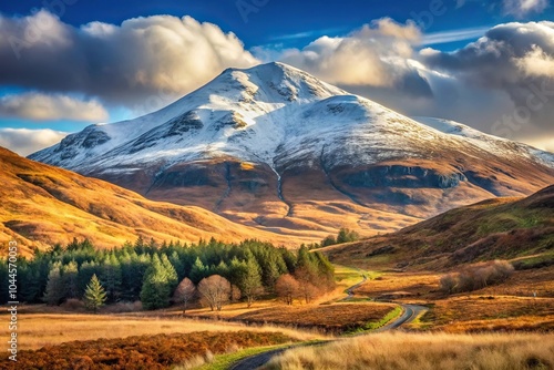 Mountain landscape in Scotland with leading lines