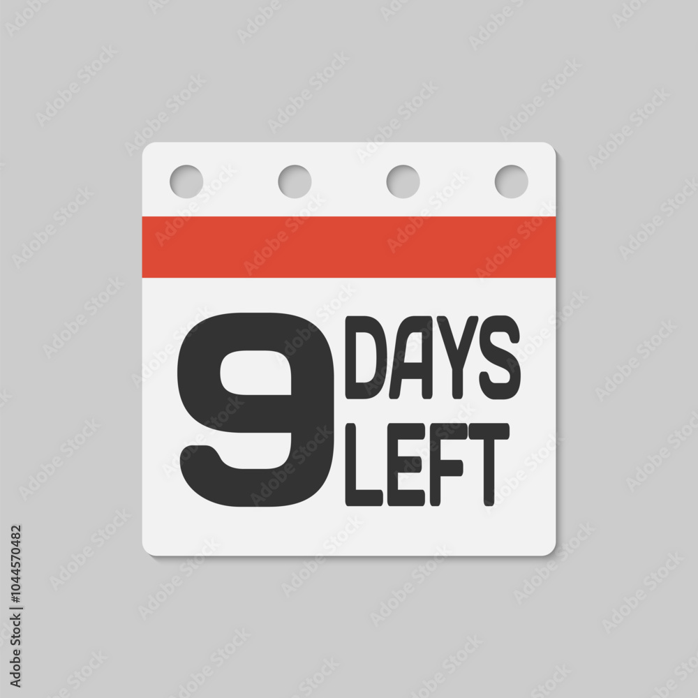 Countdown daily page calendar icon - 9 days left Countdown daily page calendar icon - 9 days left