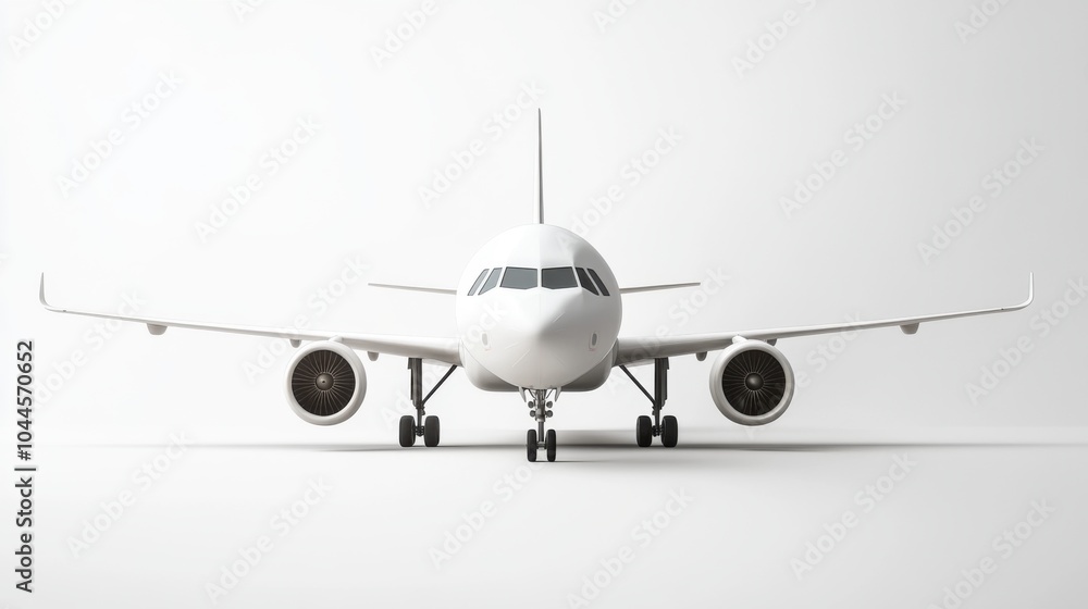 Modern aircraft model on a white isolated background, showcasing aviation design and technology. Modern aircraft model on a white isolated background, showcasing aviation design and technology.