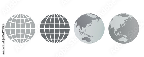 シンプルな地球のアイコンイラストセット　ピクトグラム