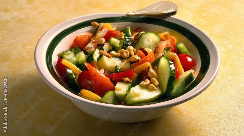 Colorful Fresh Salad with Vegetables and Nuts Colorful Fresh Salad with Vegetables and Nuts