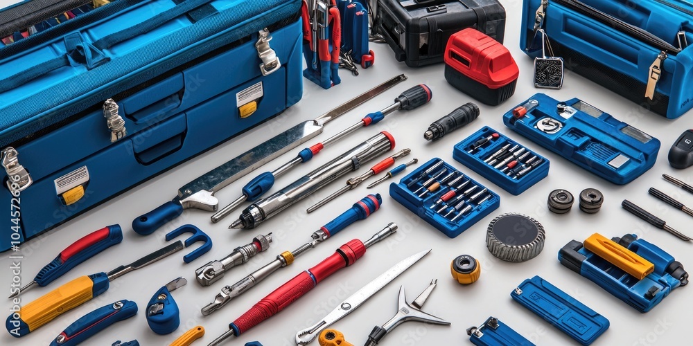 Fototapeta premium Appliance repair technicianâ€™s toolkit with essential tools and equipment.