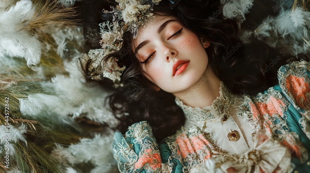 Dreamy Portrait of a Woman with a Flower Crown Dreamy Portrait of a Woman with a Flower Crown