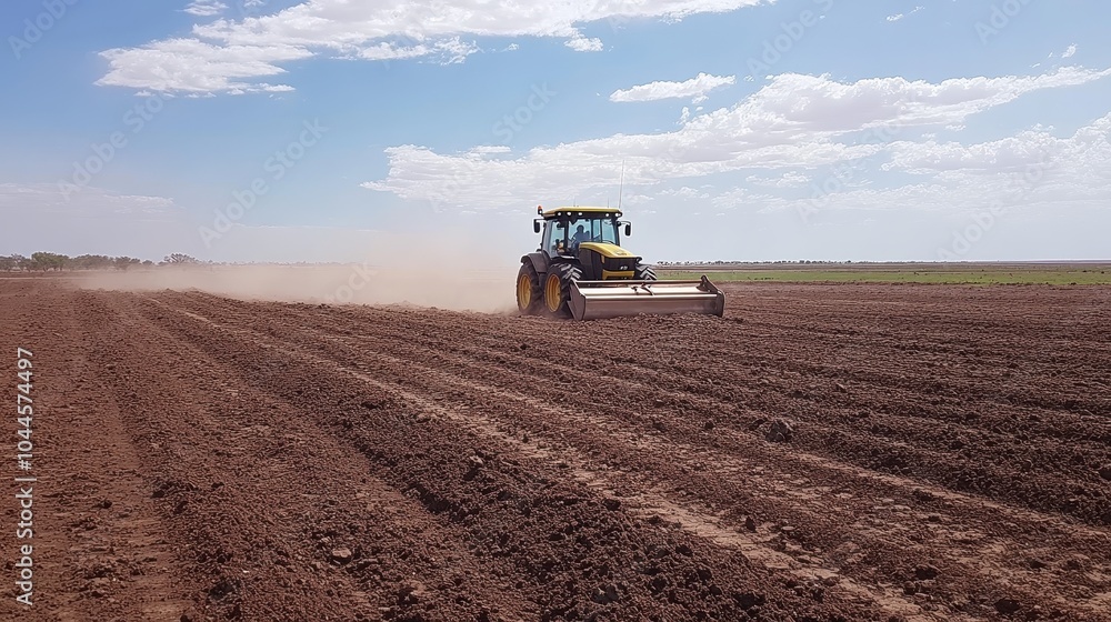 Tractor Plowing Dark Rich Soil for Preparation Tractor Plowing Dark Rich Soil for Preparation