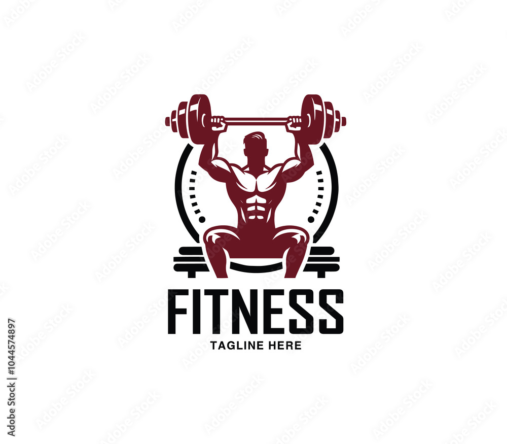 Fitness and gym body building logo design. Silhouette of bodybuilder. Fitness center gym logo vector Fitness and gym body building logo design. Silhouette of bodybuilder. Fitness center gym logo vector