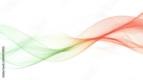 Abstract wavy lines in green, yellow, and red on a white background, suggesting movement and flow.