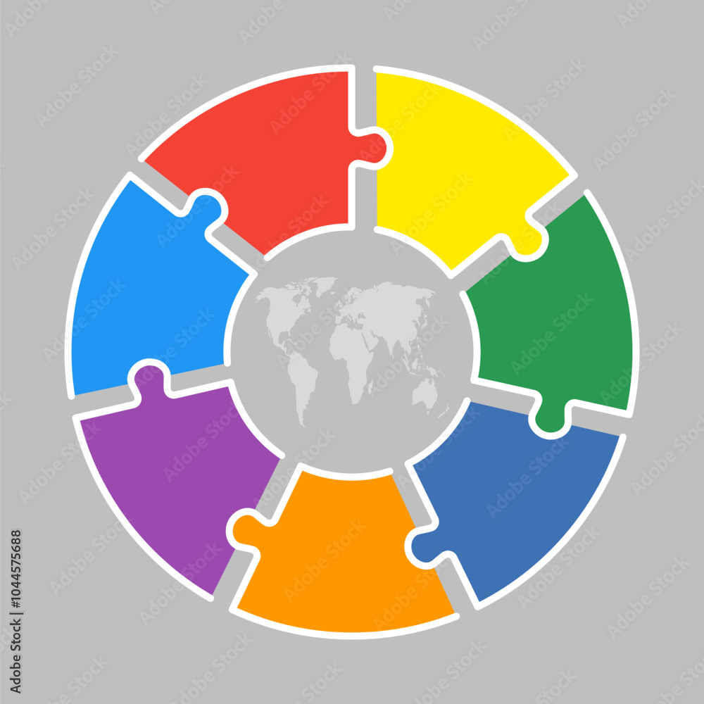 Diagram infographic for 7 steps, circle puzzle Diagram infographic for 7 steps, circle puzzle