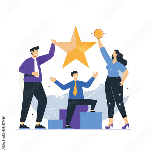  reach star teamwork support achieve business  illustration