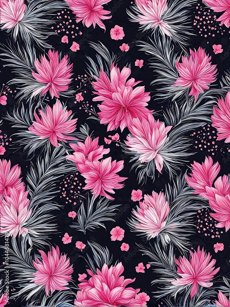 Pink black floral pattern Pink black floral pattern