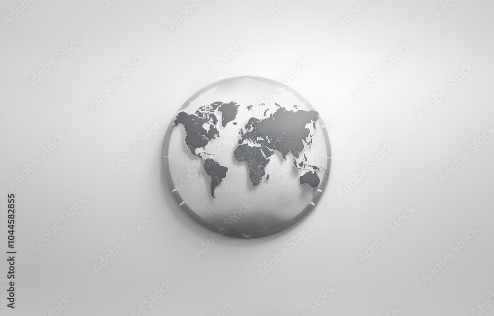 A simple, gray and white, 3D rendering of the Earth against a white background. A simple, gray and white, 3D rendering of the Earth against a white background.