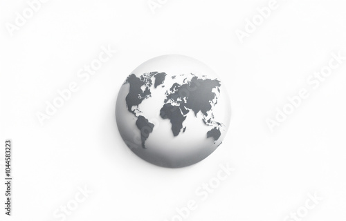 A simple, minimalist grayscale illustration of the world.