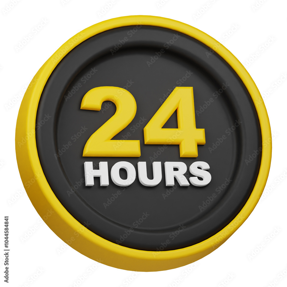 24 hours service 3d icon isolated on the white background 24 hours service 3d icon isolated on the white background