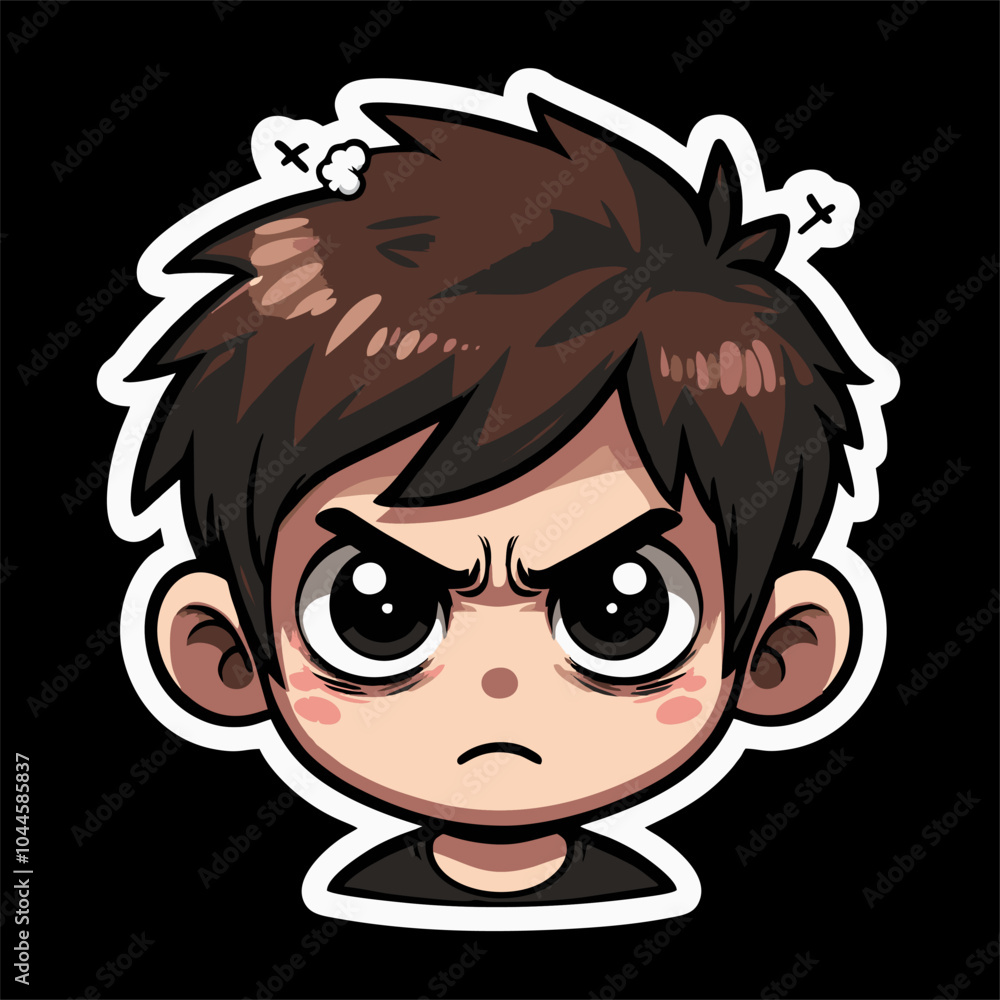 Vector Sticker a boy with Angry facial expression Vector Sticker a boy with Angry facial expression