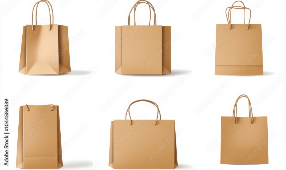 Set of paper shopping bag, file of isolated cut-out object on white background Set of paper shopping bag, file of isolated cut-out object on white background