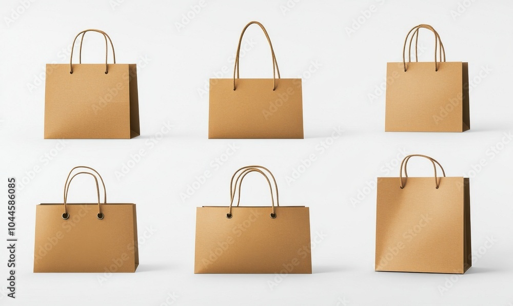Set of paper shopping bag, file of isolated cut-out object on white background Set of paper shopping bag, file of isolated cut-out object on white background