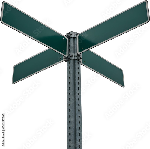 blank street sign isolated on white background