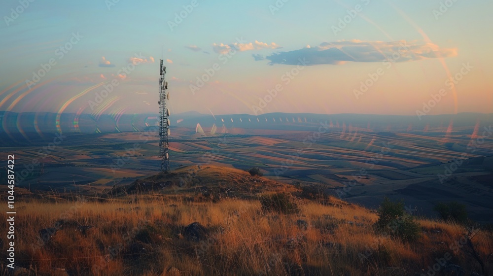 Sound waves radiating across a serene landscape, symbolizing the interconnectedness and harmony of natural and auditory elements. Sound waves radiating across a serene landscape, symbolizing the interconnectedness and harmony of natural and auditory elements.