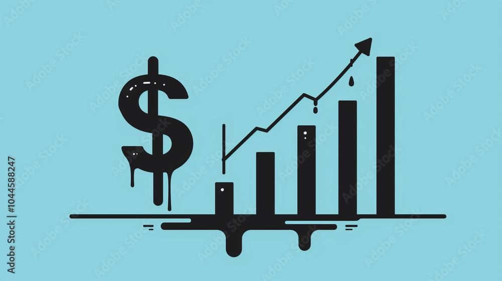 Financial growth chart with a dollar symbol showing upward trends, representing profit, investment, and economic success