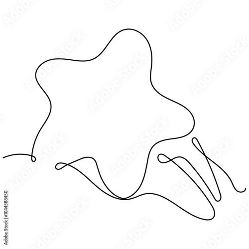 Star Shape Continuous One Line. Outer Space in Line Art. Isolated white Background