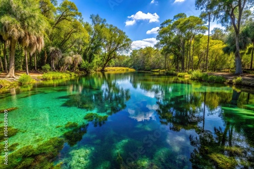 Natural freshwater spring pond at Green Springs in Deltona north of Orlando in central Florida tilted angle