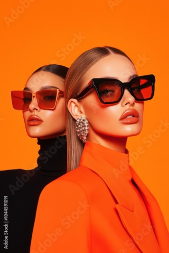 Two fashion models posing in stylish sunglasses