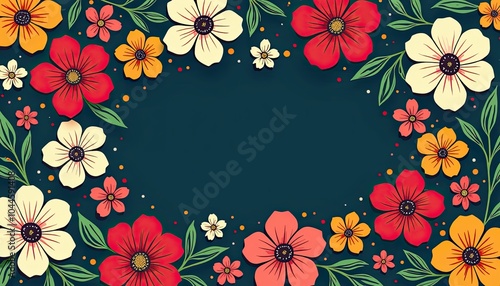 Retro floral pattern and Black Friday banner in bright, vibrant colors. photo