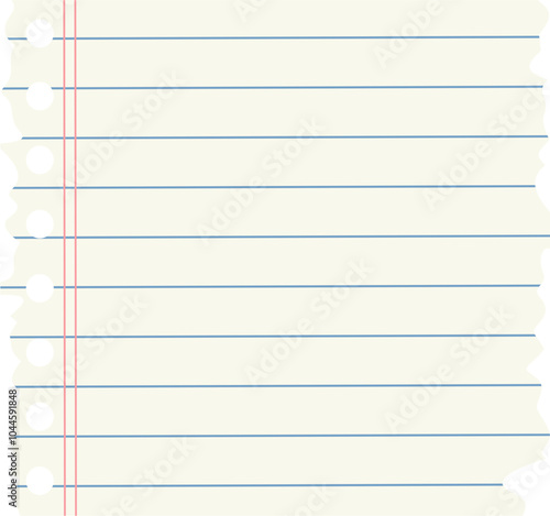 Lined notebook paper office and school stuff vector