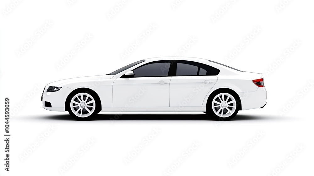 Naklejka premium Sleek White Sedan on a Minimalist Background