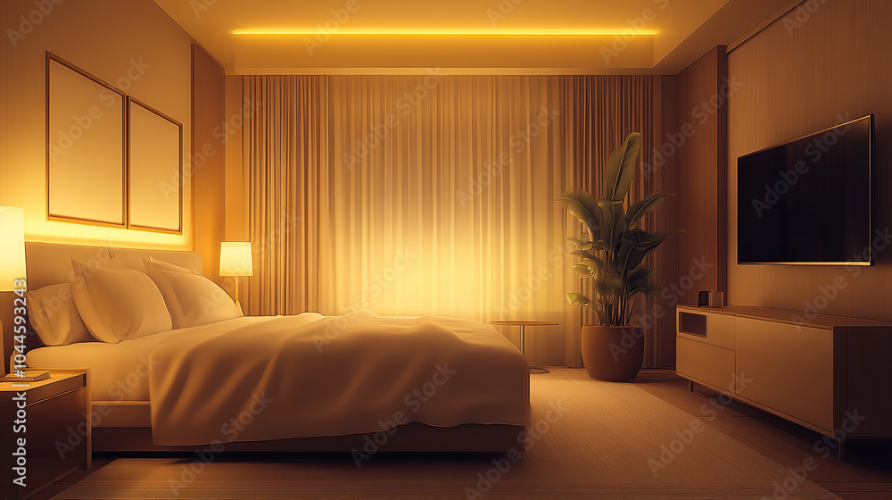 3D rendered hotel rooms with modern architecture 3D rendered hotel rooms with modern architecture