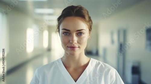 Nurse. Female nurse. Beautiful girl doctor. Medical worker in the hospital. Healthcare. Medic uniform. Woman portrait. Generate AI