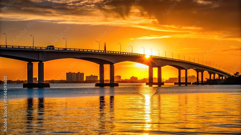 Silhouette John Ringling Parkway bridge in Sarasota midday light Silhouette John Ringling Parkway bridge in Sarasota midday light