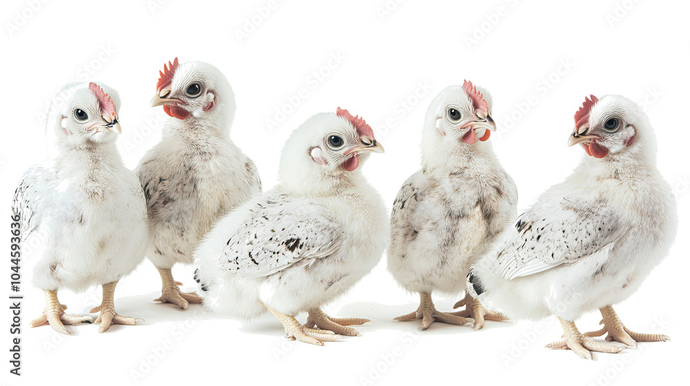 Naklejka premium Solitary White Chickens Standing Together on a Transparent Background Generative AI